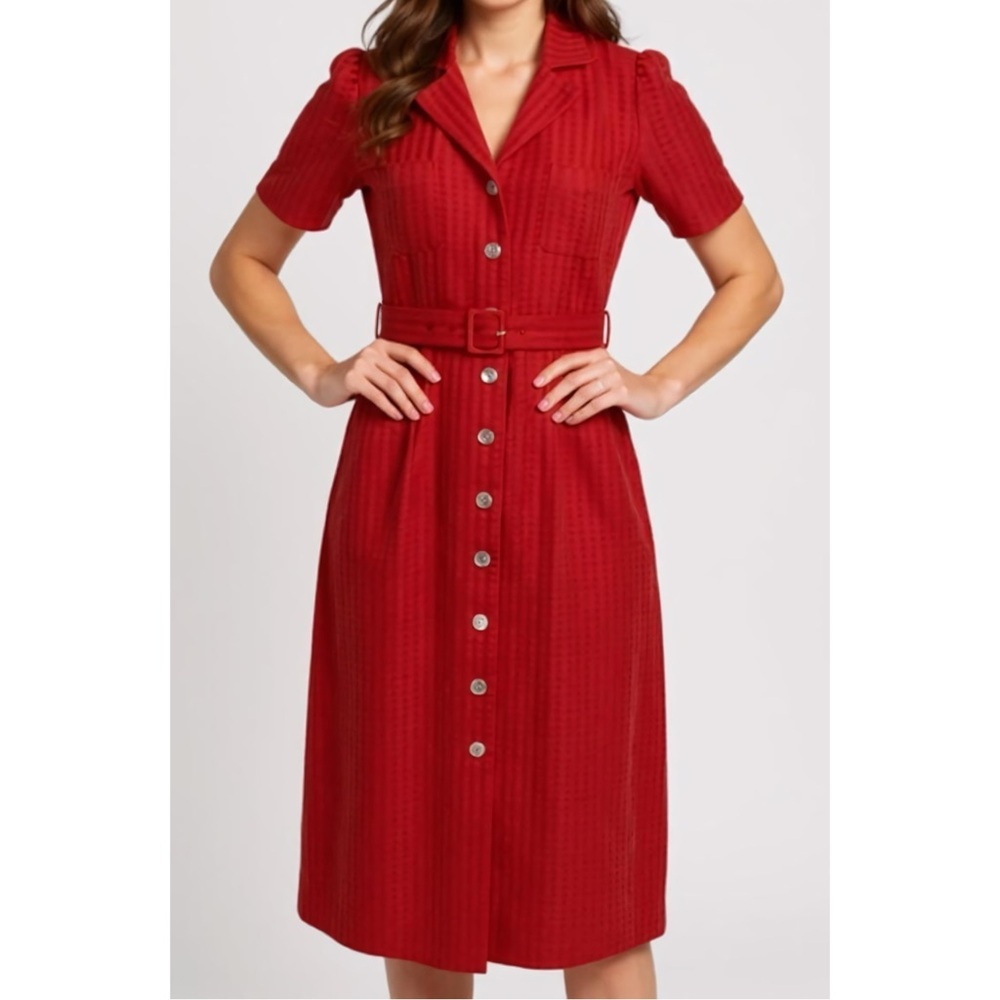 ROUJE Raella Belted Midi Dress, Rouge, FR36/US4